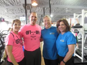 Janine and Darryl Goudreau owners of D&D Fitness Factory with Mike Moran Baystate Health's Eastern Region President and Chief Administrative Office with his wife Janice Moran